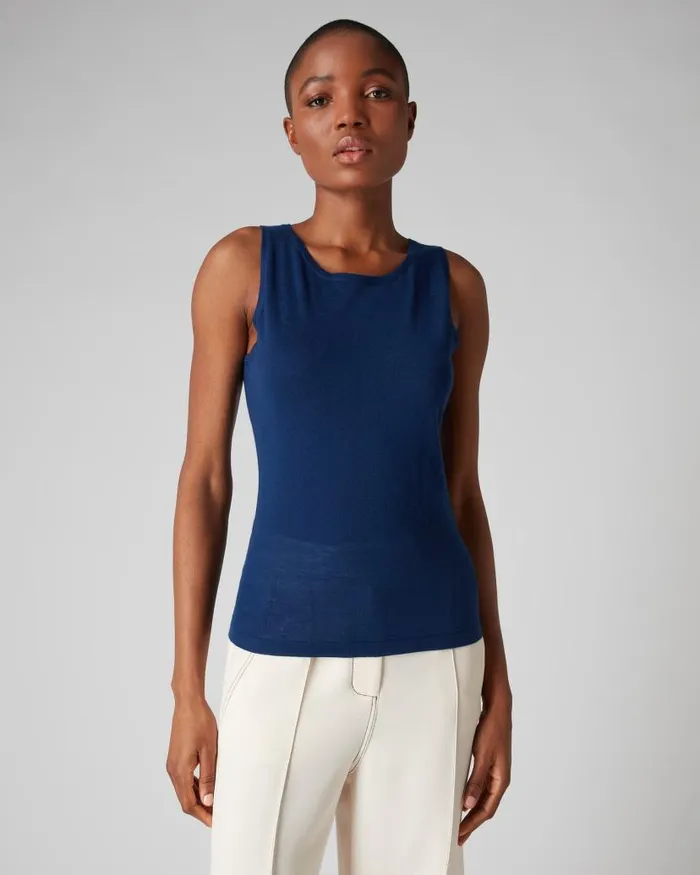 NPeal Tops and Tshirts Women Superfine Cashmere Shell Top French Blue