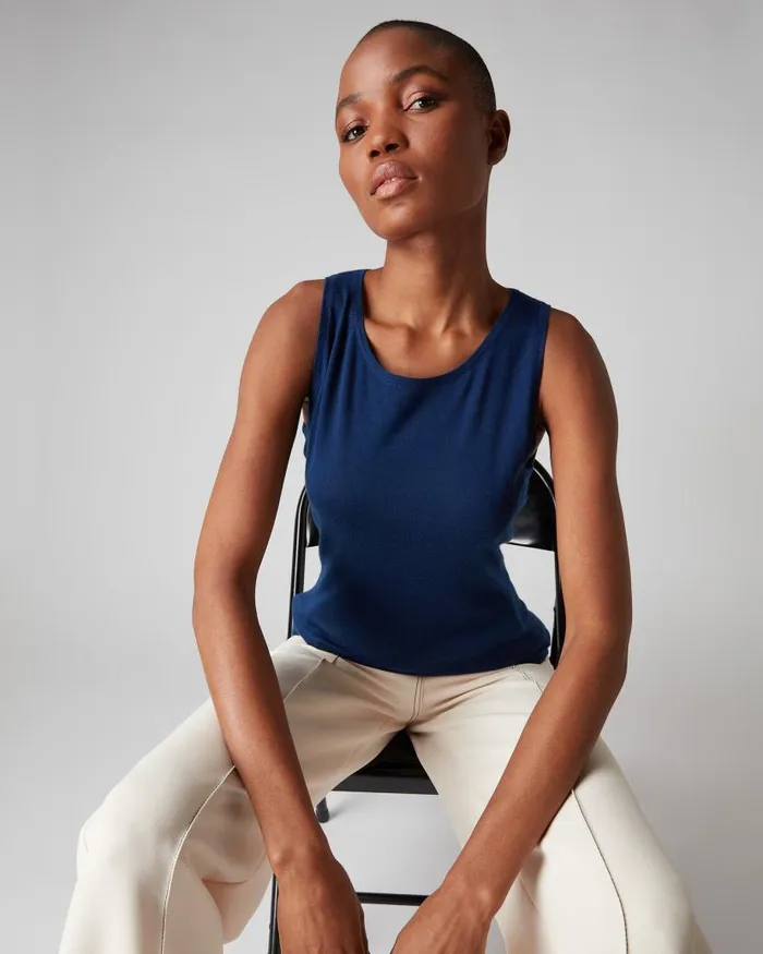 NPeal Tops and Tshirts Women Superfine Cashmere Shell Top French Blue