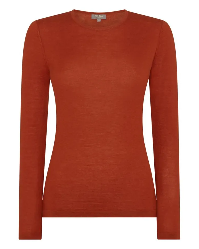 NPeal Tops and Tshirts Women Superfine Long Sleeve Cashmere Top Tawny Orange