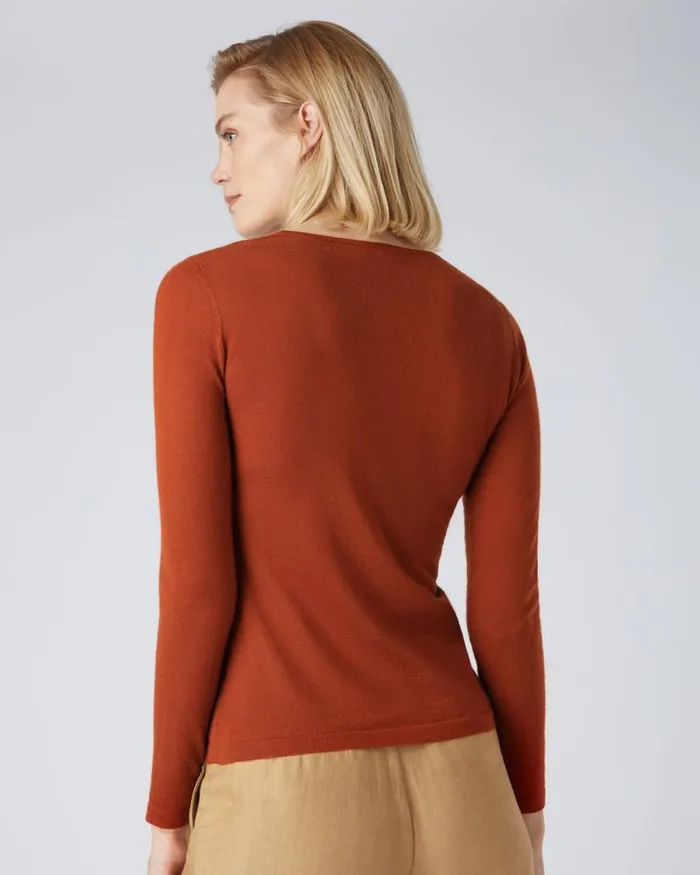 NPeal Tops and Tshirts Women Superfine Long Sleeve Cashmere Top Tawny Orange