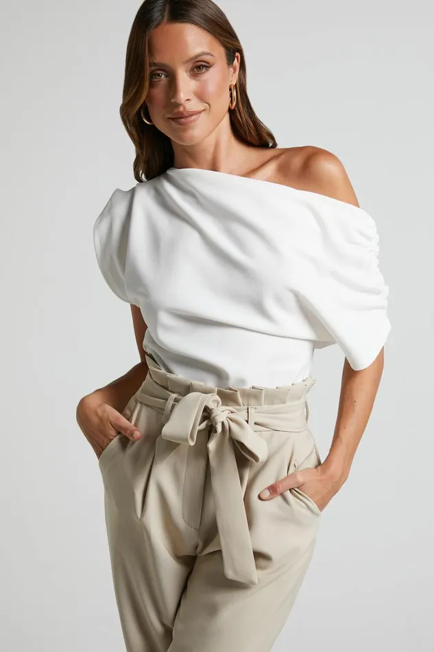 Nalfie Top 8211 Asymmetrical Top In White Women Showpo Tops