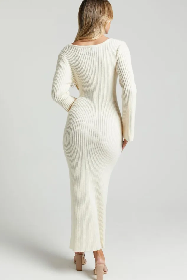 Nina Knitted Maxi Dress 8211 Scoop Neck Knitted Maxi Dress In Beige Women Showpo Maternity Clothes