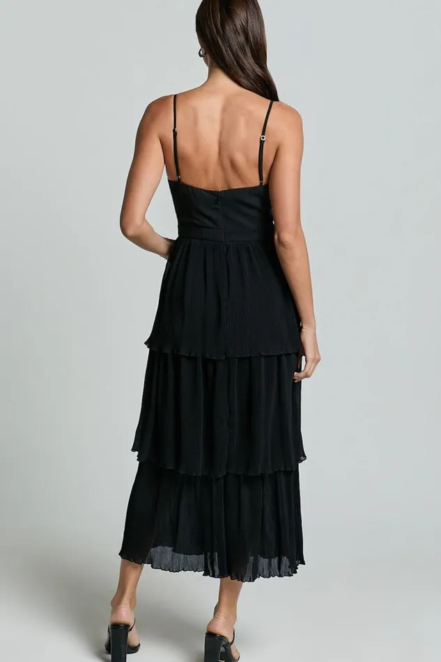 Nina Midi Dress 8211 Bustier Frill Detail Dress In Black Women Showpo Dresses