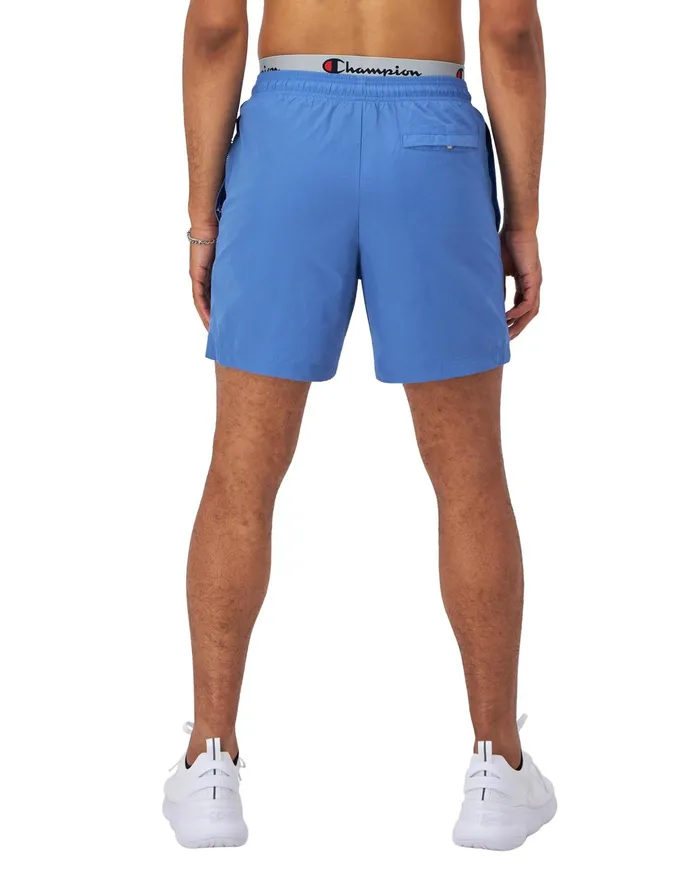 Nylon WarmUp Shorts With Mesh Liner Script Logo 6034 Denim Blue Men Champion Shorts