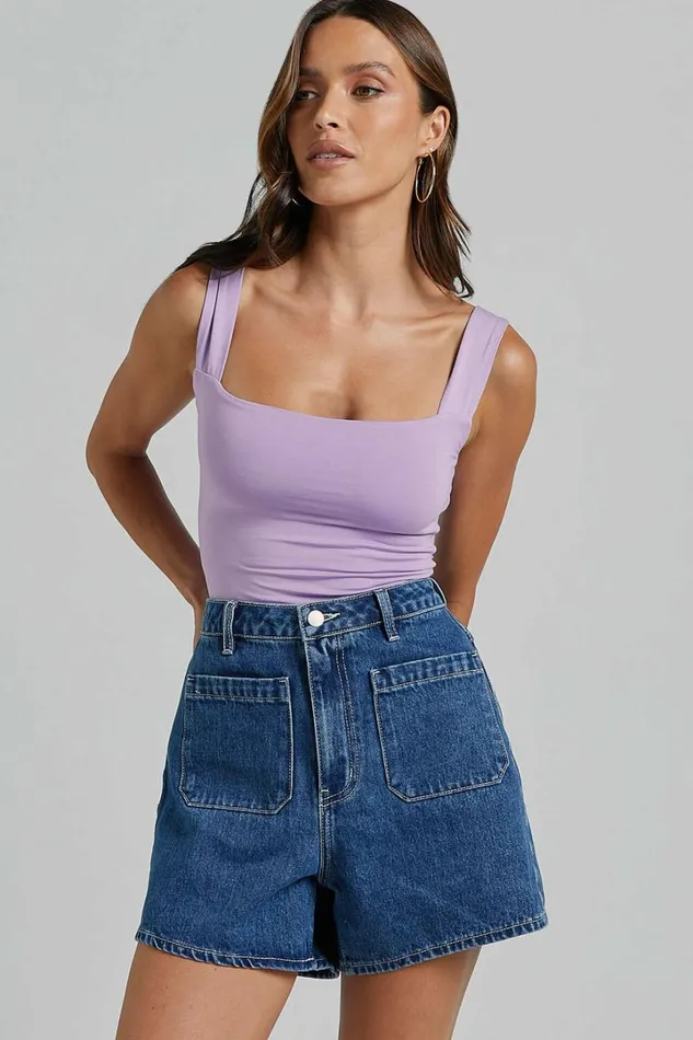 Off My Back Bodysuit 8211 Square Neck Bodysuit In Lilac Women Showpo Basics