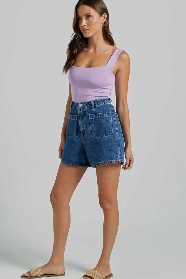 Off My Back Bodysuit 8211 Square Neck Bodysuit In Lilac Women Showpo Basics