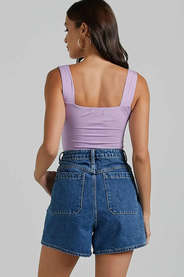 Off My Back Bodysuit 8211 Square Neck Bodysuit In Lilac Women Showpo Basics