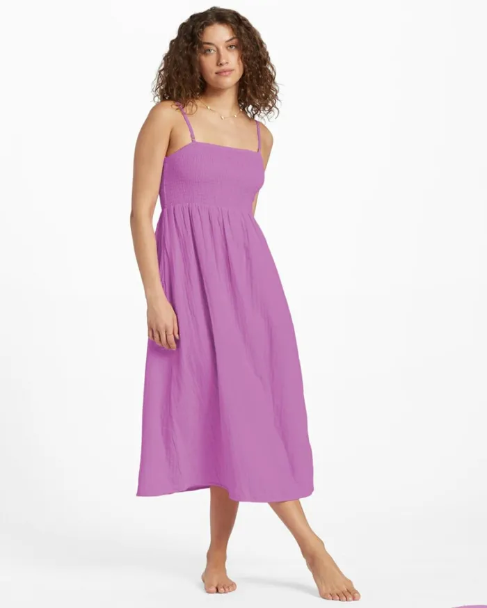 Off The Coast Dress Lush Lilac Women Billabong Midi Dresses