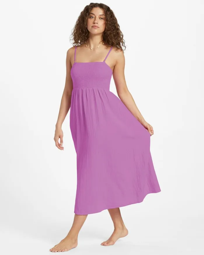 Off The Coast Dress Lush Lilac Women Billabong Midi Dresses