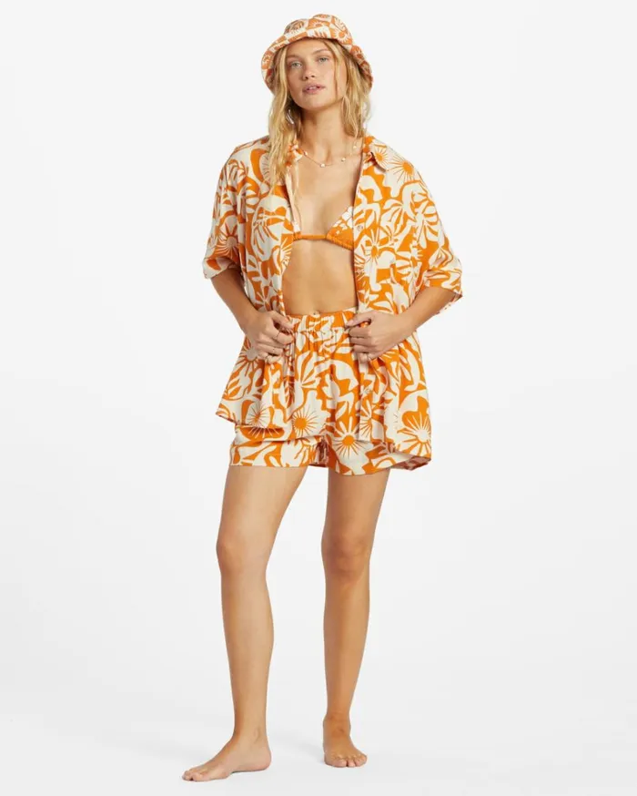 On Vacation Woven Shirt Dried Mango Women Billabong Tops
