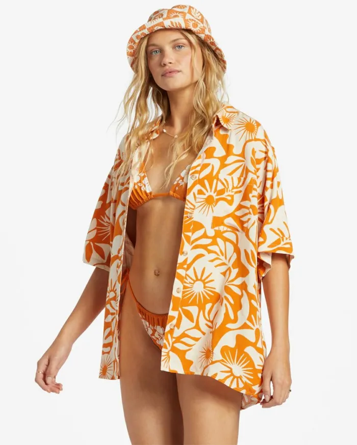 On Vacation Woven Shirt Dried Mango Women Billabong Tops