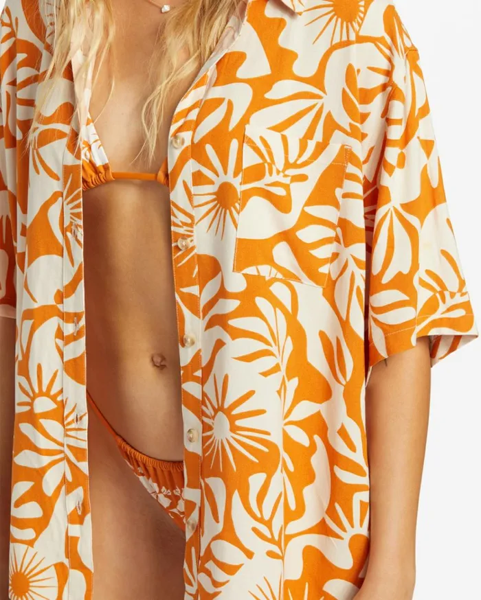 On Vacation Woven Shirt Dried Mango Women Billabong Tops