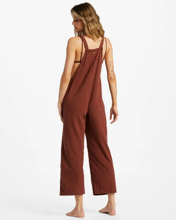 Pacific Time Strappy Jumpsuit Mocha Women Billabong Rompers and Jumpsuits