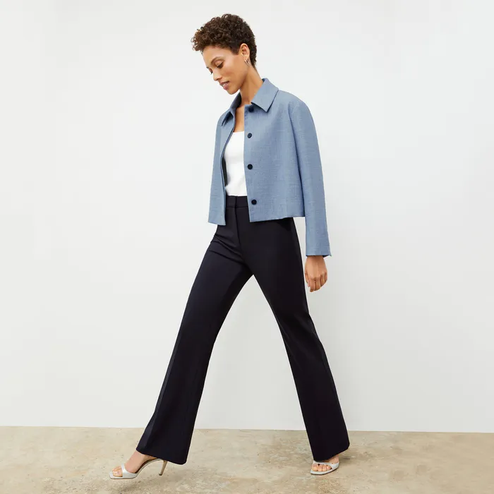 Pants M M LaFleur Women The Horton Flare Trouser 8211 Washable Wool Twill Dark Navy
