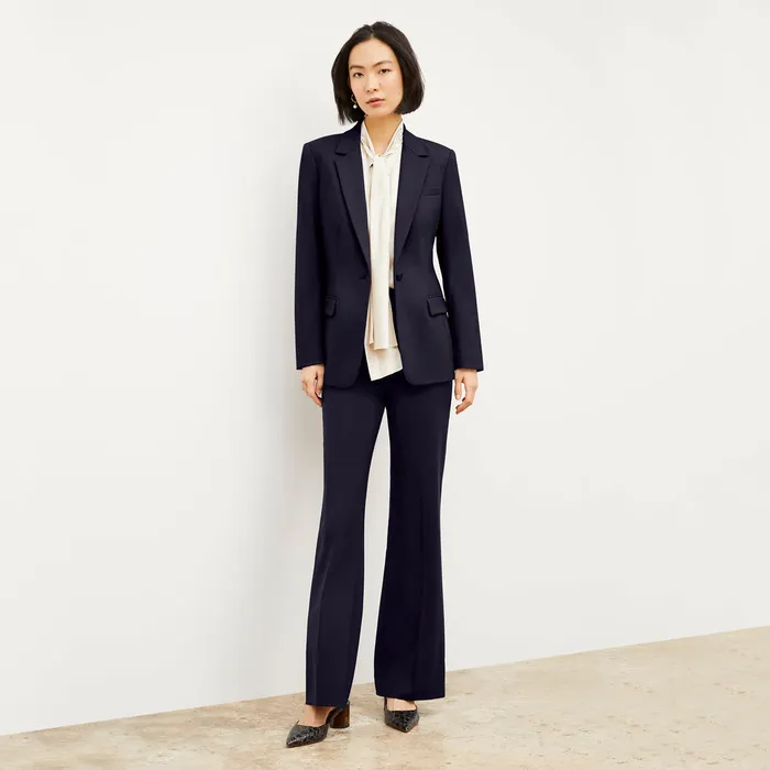 Pants M M LaFleur Women The Horton Flare Trouser 8211 Washable Wool Twill Dark Navy