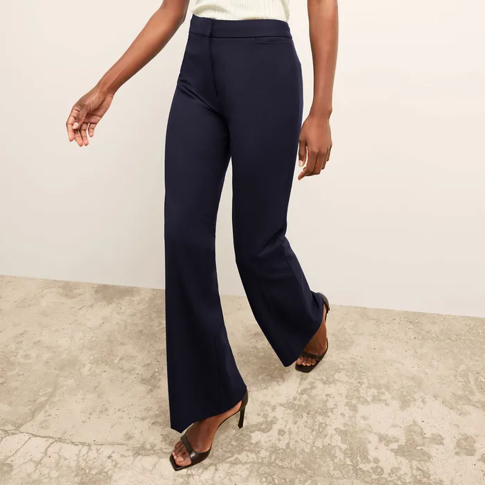 Pants M M LaFleur Women The Horton Flare Trouser 8211 Washable Wool Twill Dark Navy