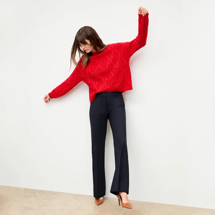 Pants M M LaFleur Women The Horton Flare Trouser 8211 Washable Wool Twill Dark Navy