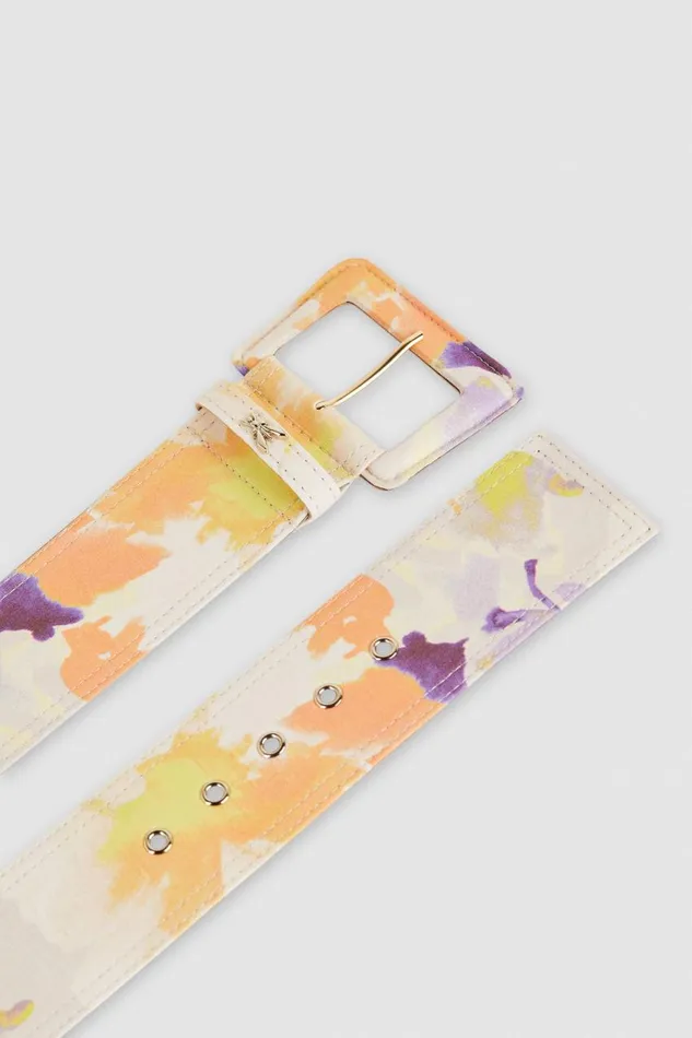 Patrizia Pepe Belt With Fabricwrapped Buckle Orangesorbetflower Accessories