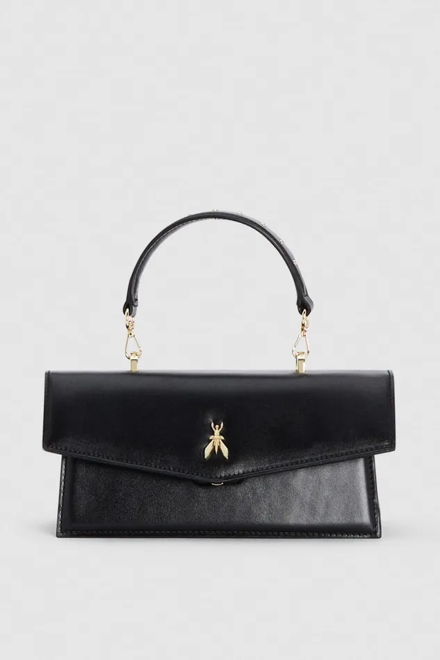 Patrizia Pepe Black Leather Flapover Crossbody Bag Nero Bags Handbags