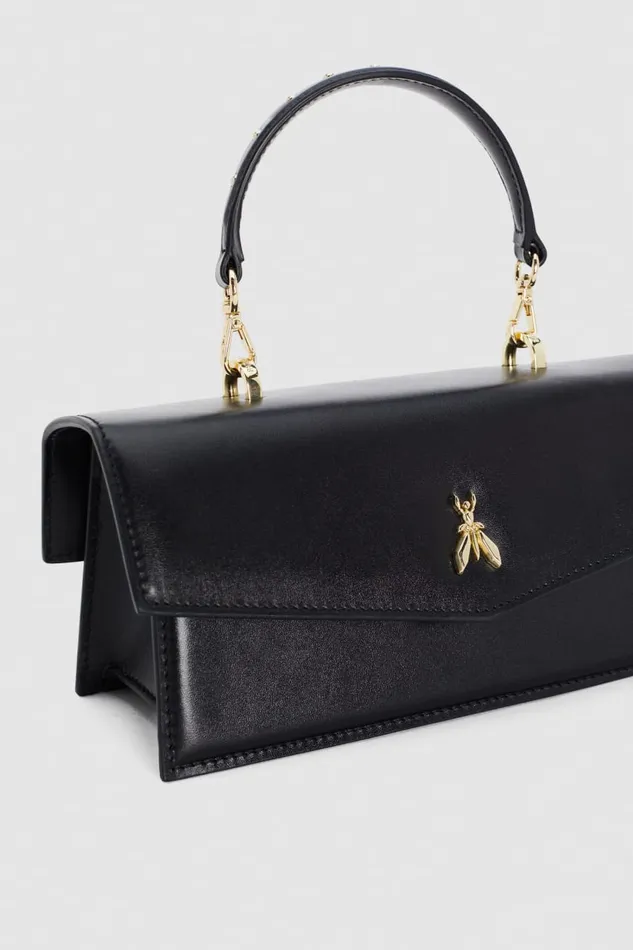Patrizia Pepe Black Leather Flapover Crossbody Bag Nero Bags Handbags