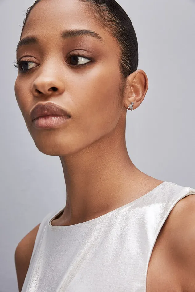 Patrizia Pepe Brass And Glass Earrings Silver Silvercrystal Accessories