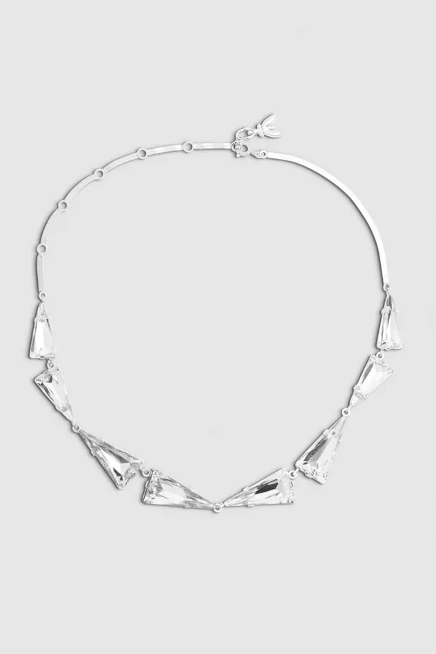 Patrizia Pepe Brass And Glass Necklace Silver Crystal Strass Accessories