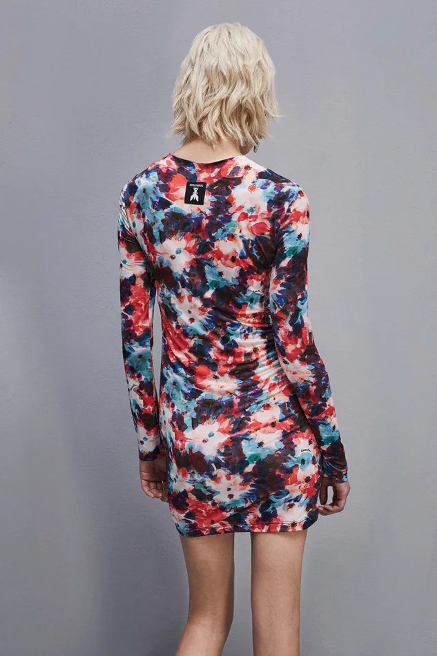 Patrizia Pepe Draped Jersey Dress Hybrid Flower Print Apparel Mini