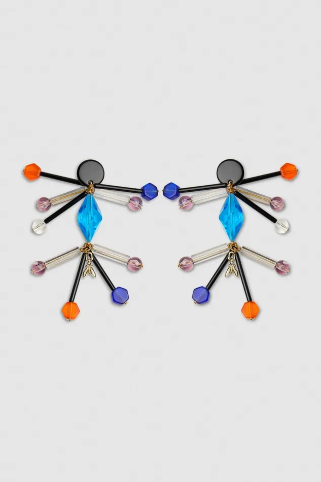 Patrizia Pepe Earrings With Techno Pop Fly Appliqu Black Multicolor Accessories