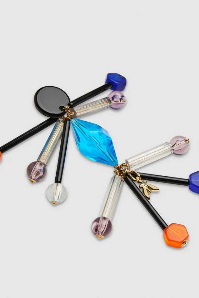 Patrizia Pepe Earrings With Techno Pop Fly Appliqu Black Multicolor Accessories
