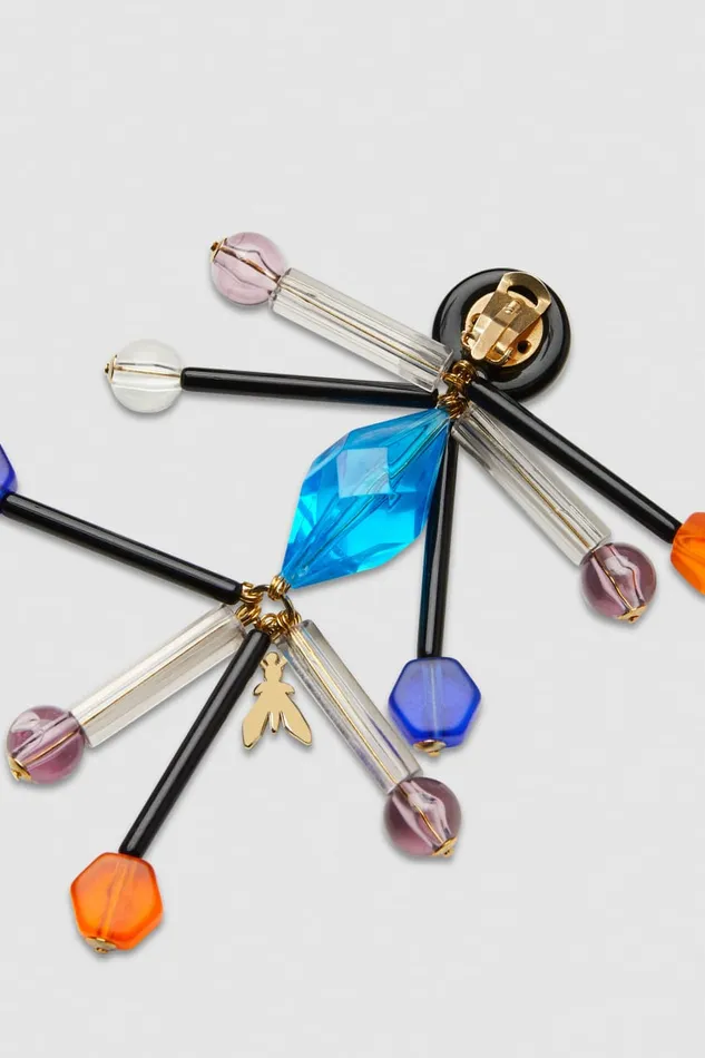 Patrizia Pepe Earrings With Techno Pop Fly Appliqu Black Multicolor Accessories