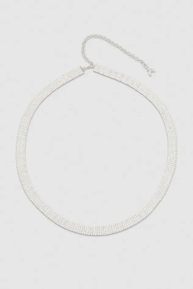 Patrizia Pepe Elegant Rhinestone Belt Silvercrystal Accessories