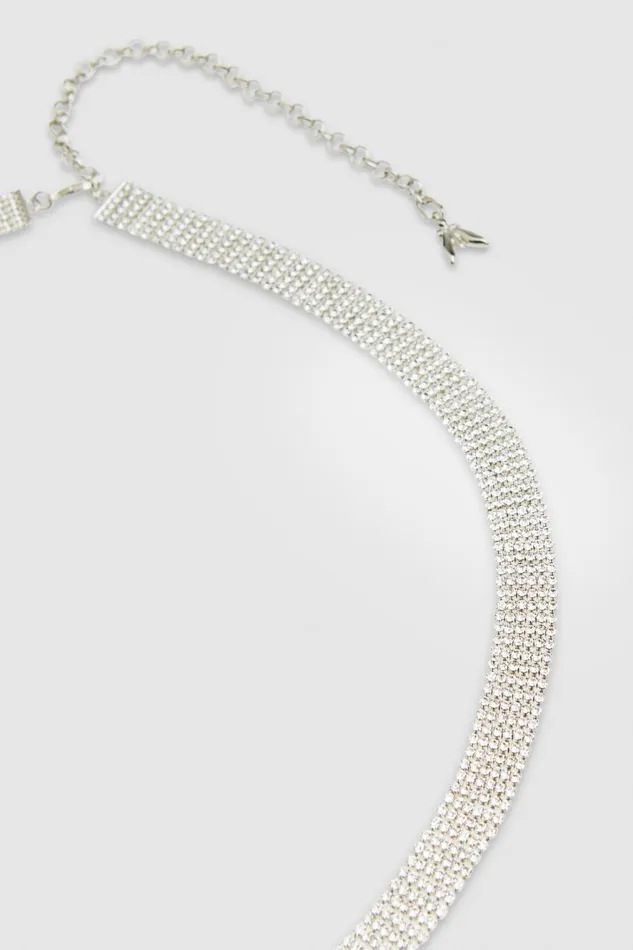 Patrizia Pepe Elegant Rhinestone Belt Silvercrystal Accessories