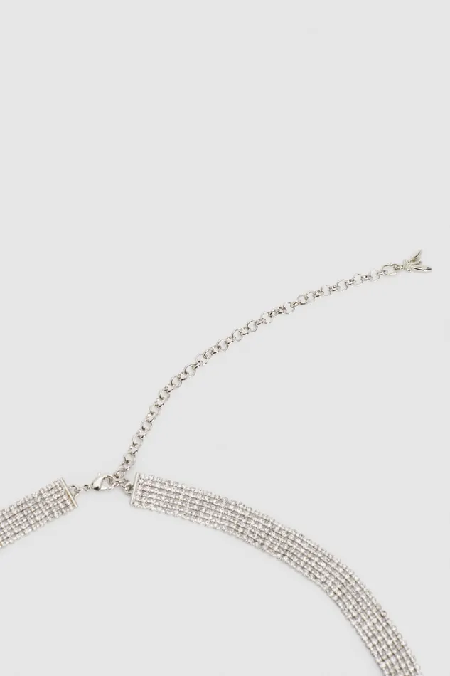 Patrizia Pepe Elegant Rhinestone Belt Silvercrystal Accessories