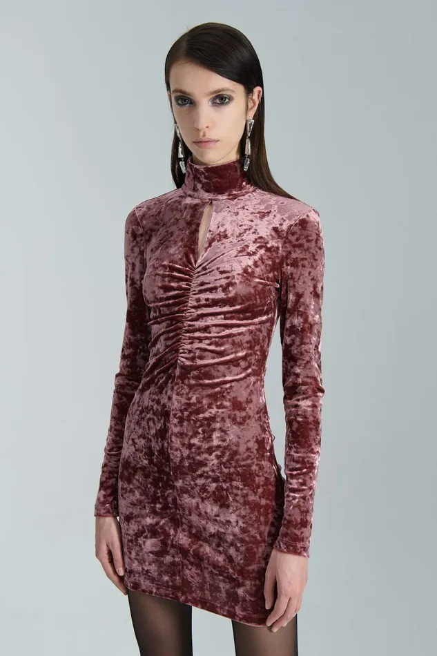 Patrizia Pepe Essential Burgundy Velvet Dress Organic Purple Apparel Mini