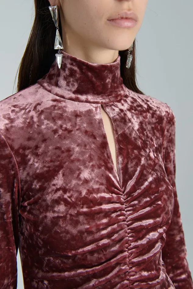Patrizia Pepe Essential Burgundy Velvet Dress Organic Purple Apparel Mini