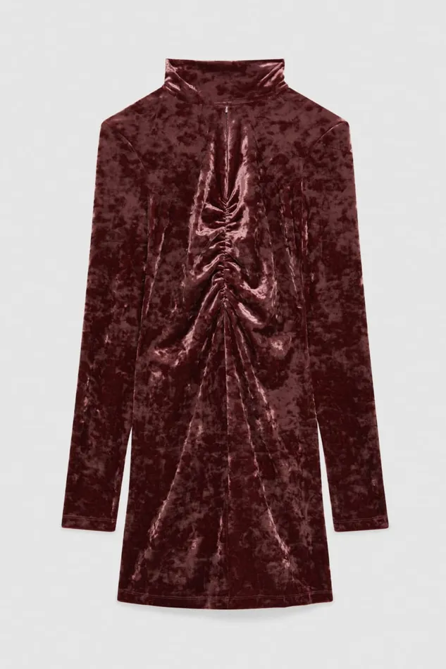 Patrizia Pepe Essential Burgundy Velvet Dress Organic Purple Apparel Mini