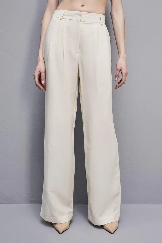 Patrizia Pepe Essential Certified Viscose Pants White Raw White Apparel Palazzo