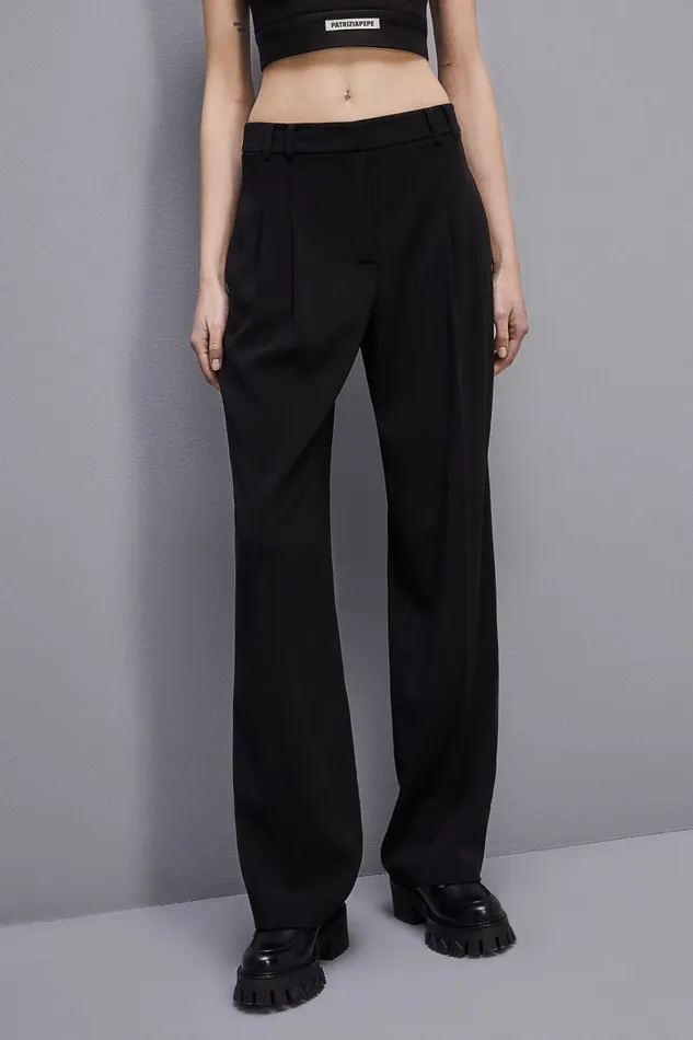 Patrizia Pepe Essential Crepe Pants Black Nero Apparel Palazzo