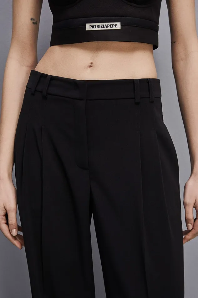 Patrizia Pepe Essential Crepe Pants Black Nero Apparel Palazzo