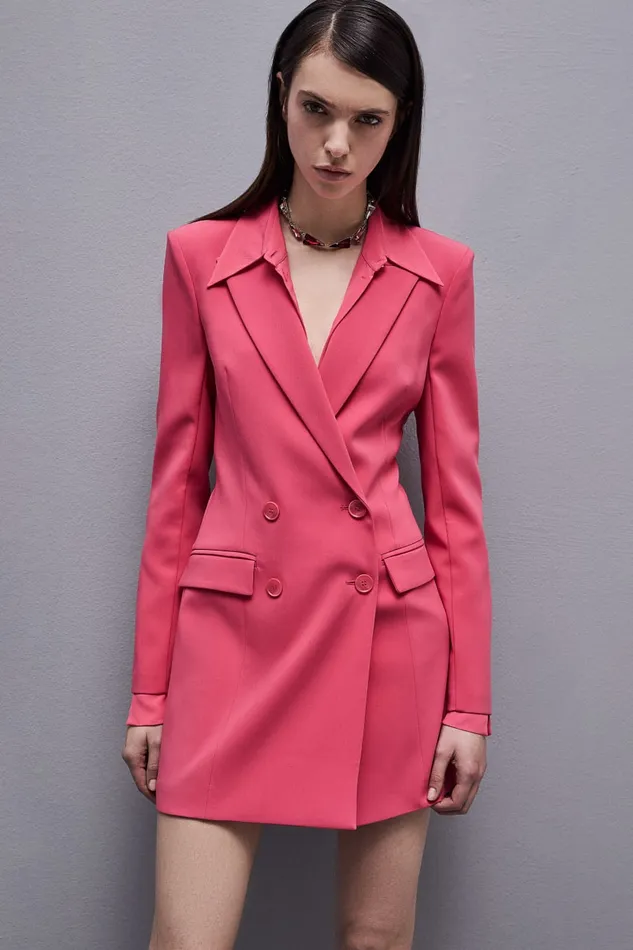 Patrizia Pepe Essential Doublebreasted Suit Jacket Pink Hybrid Rose Apparel Mini