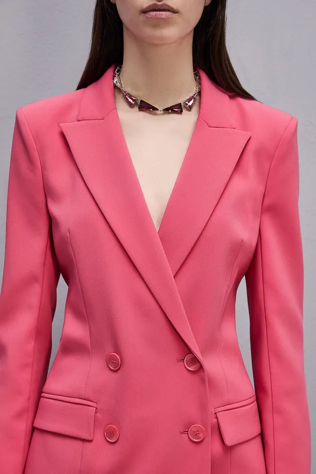 Patrizia Pepe Essential Doublebreasted Suit Jacket Pink Hybrid Rose Apparel Mini