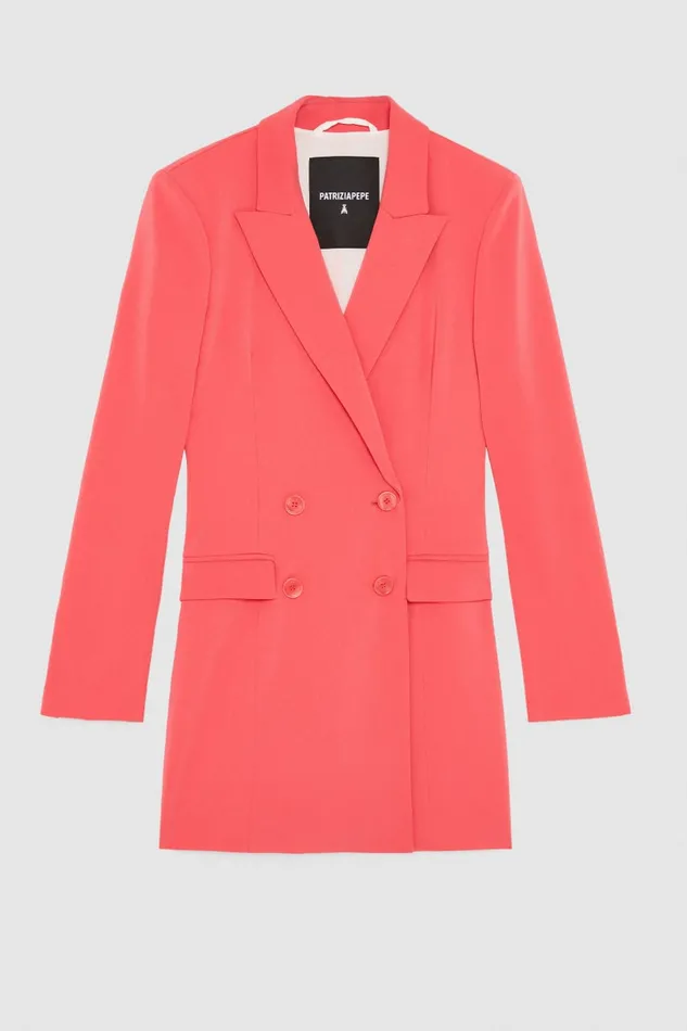 Patrizia Pepe Essential Doublebreasted Suit Jacket Pink Hybrid Rose Apparel Mini