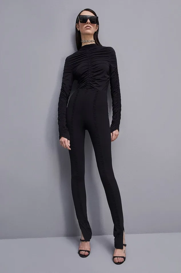 Patrizia Pepe Essential Technical Jersey Leggings Black Nero Apparel Slim and Skinny