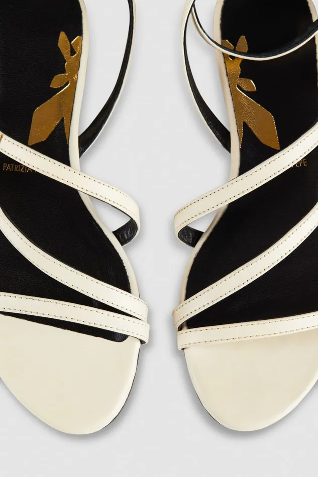 Patrizia Pepe Flat Leather Sandals Beige Off White Footwear