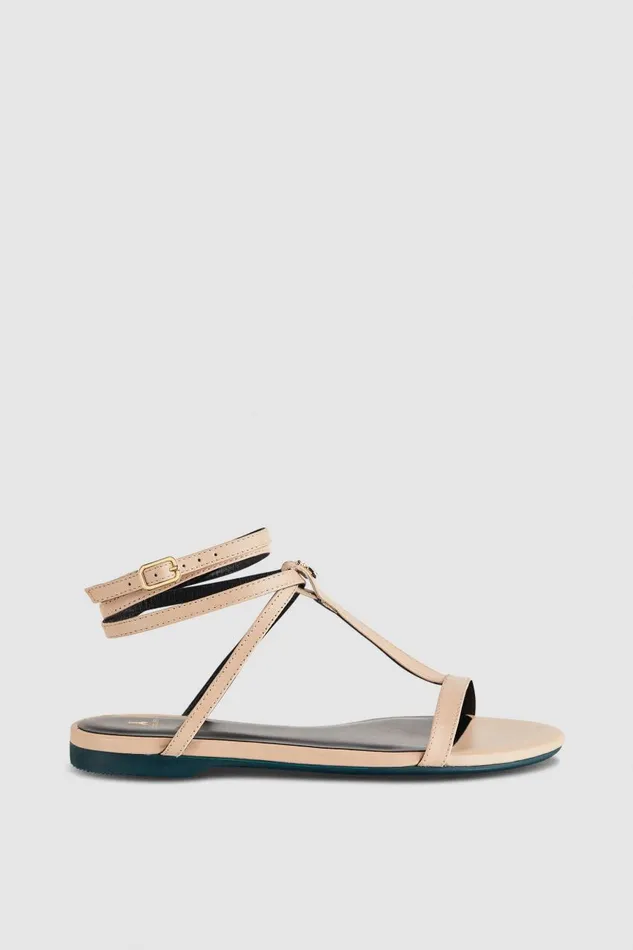 Patrizia Pepe Flat Sandals With Ankle Strap Beige Sunlight Soup beige Footwear