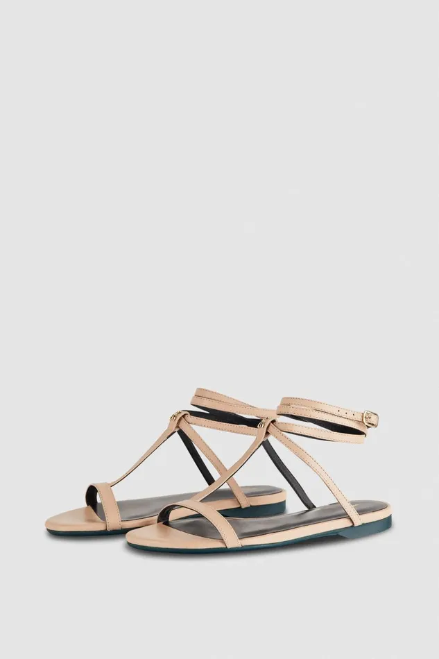Patrizia Pepe Flat Sandals With Ankle Strap Beige Sunlight Soup beige Footwear