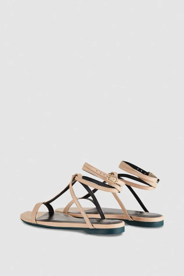 Patrizia Pepe Flat Sandals With Ankle Strap Beige Sunlight Soup beige Footwear