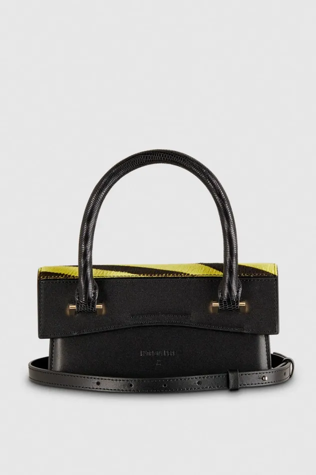 Patrizia Pepe Fly Bamby Animalier Black Lime Bags Handbags