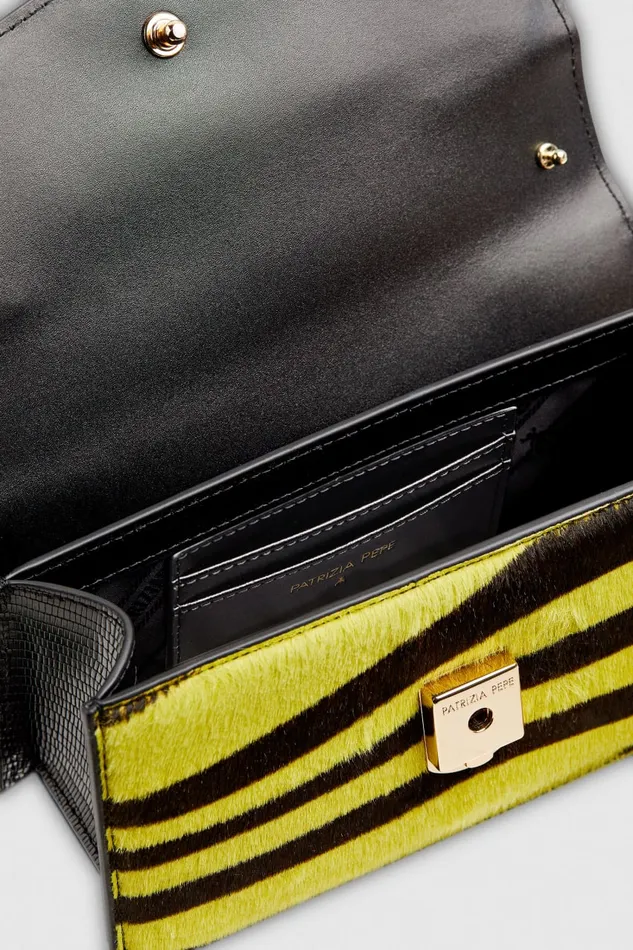 Patrizia Pepe Fly Bamby Animalier Black Lime Bags Handbags