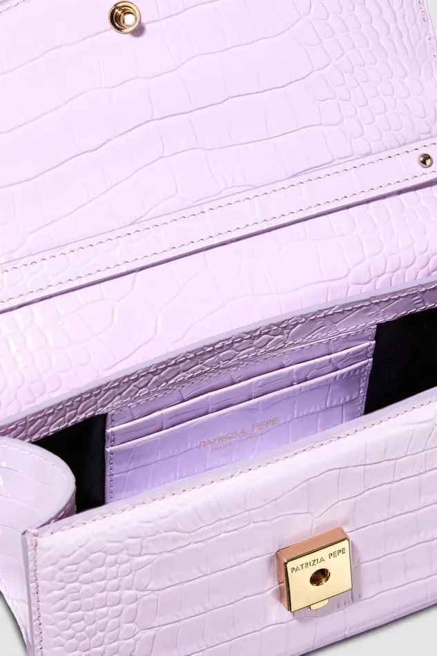 Patrizia Pepe Fly Bamby Croco Purple Lilac Croco Bags Handbags